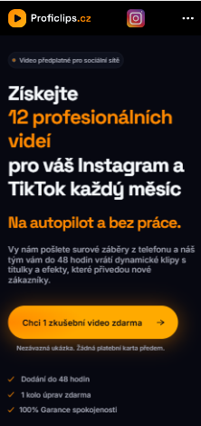 Mobilní zobrazení webu ProfiClips.cz
