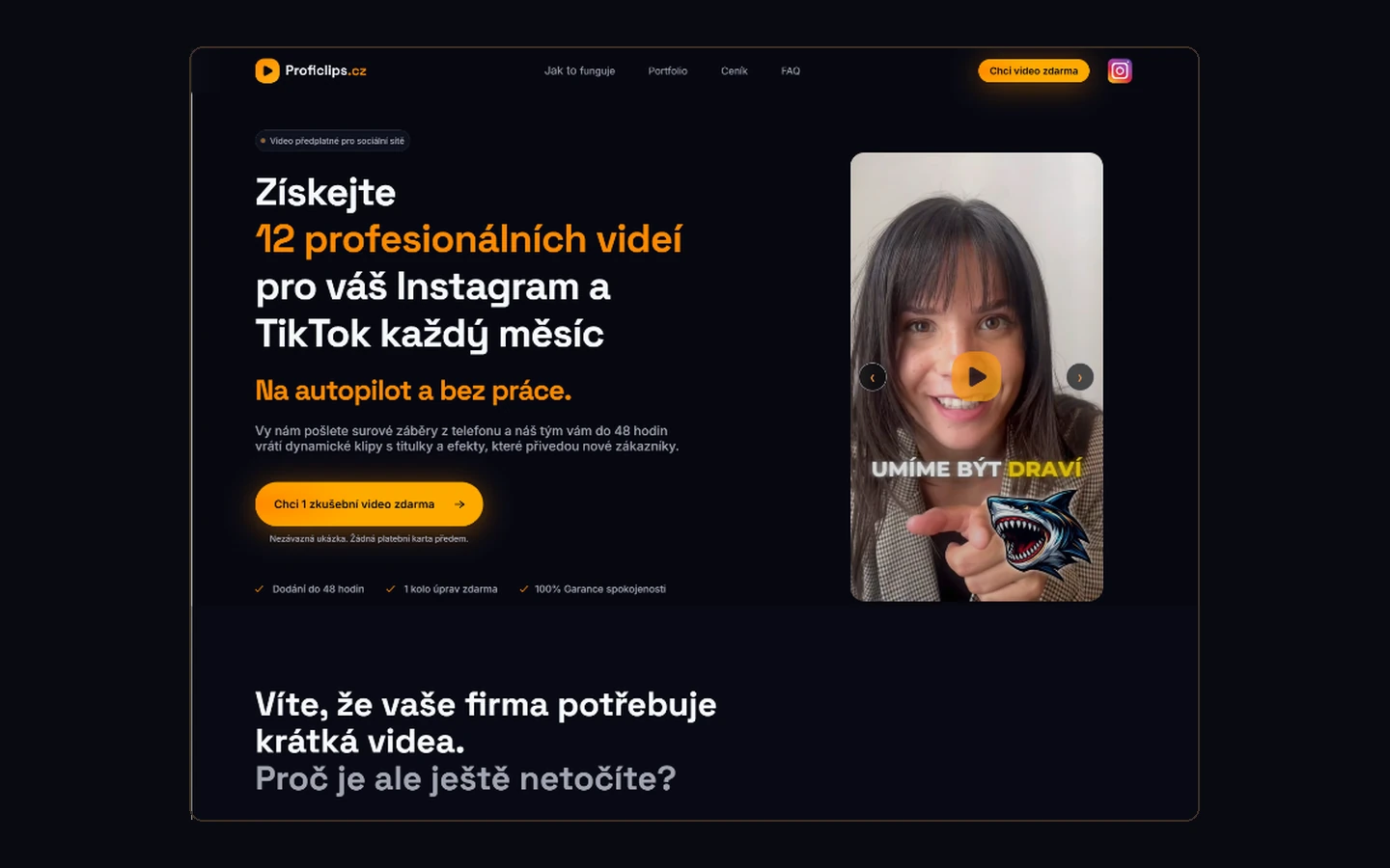 ProfiClips.cz – responzivní prodejní web a video prezentace